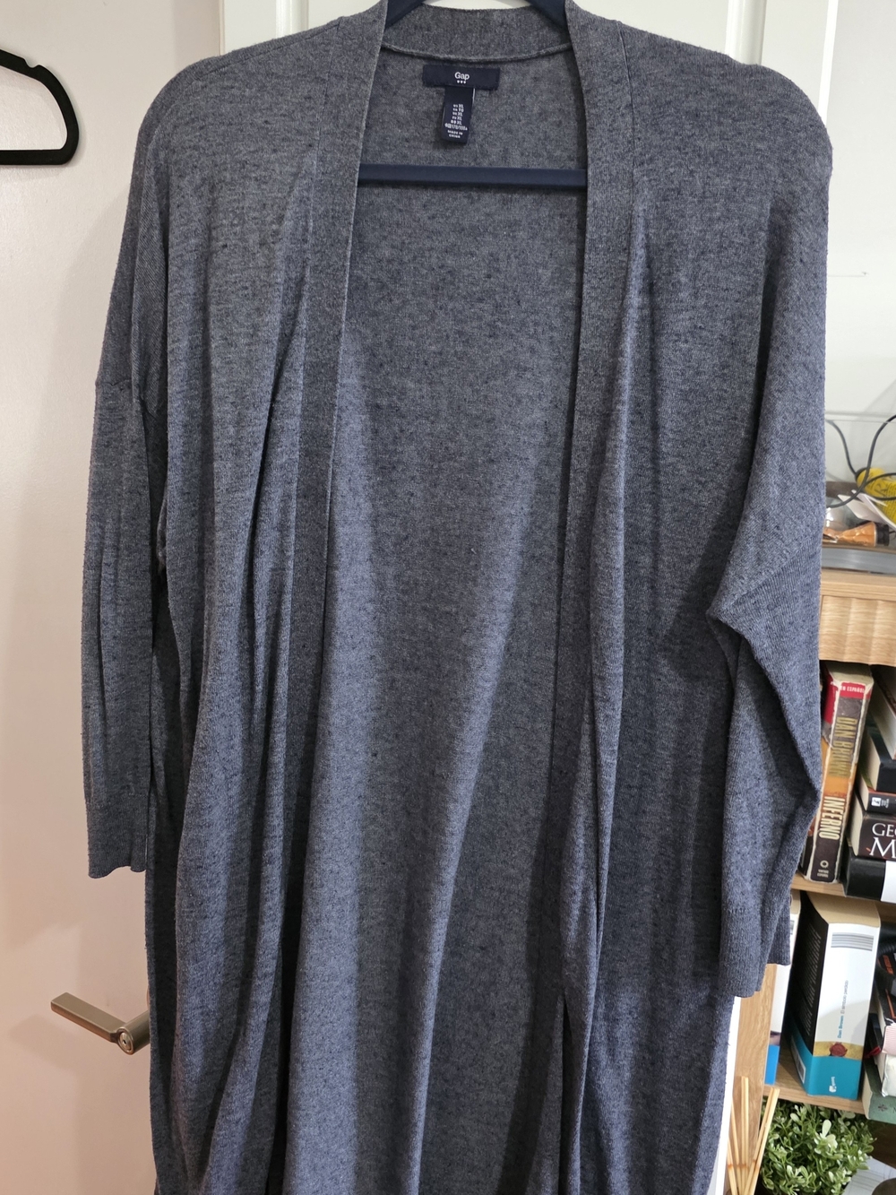 Gap Women's Open-Front Long Blue Gray Cardigan Sweater